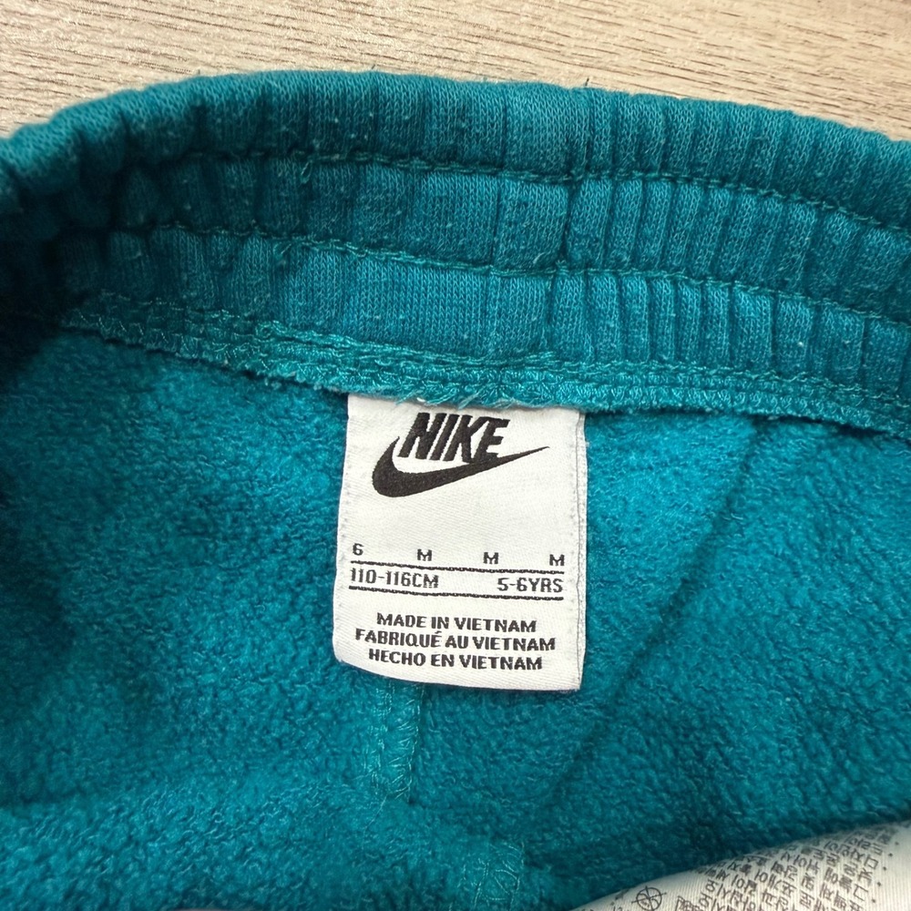 Nike Kids Teal Blue Fleece Jogger Pants Swoosh Just Do It Size 6 5-6YRS - Picture 2 of 6